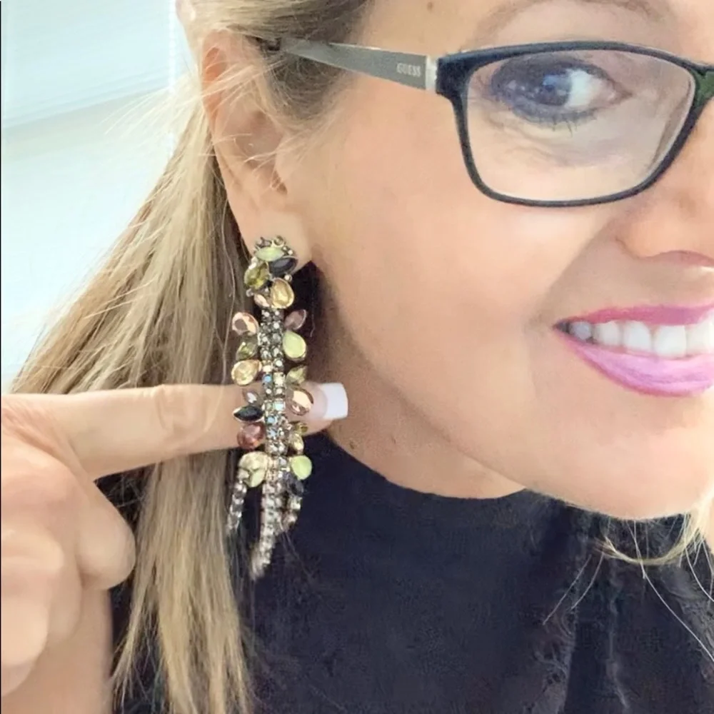 Zara Drop Rhinestone Earrings - Picture 4 of 5